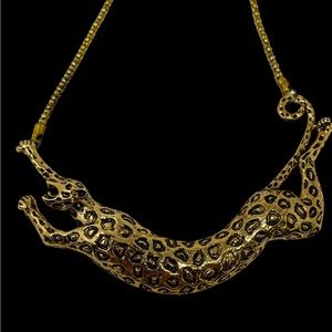 Retro Electroplate Ancient Bronze Leopard Cheetah Jaguar Punk Clavicle Necklace